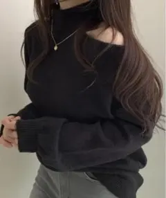 GLAMOROUS JANEワンショルカットアウトハイネックニットミニワンピース