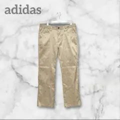 adidas チノパン　ベージュ　ロゴ　スポーツ　ゴルフ　ストレートパンツ　85