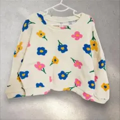 韓国子供服 ab ワッフルフラワートップス 90 長袖Tシャツ 花柄
