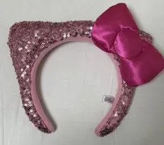 USJ キティーちゃん ピンク スパンコール カチューシャ リボン付き