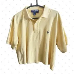 ラルフローレン イエロー 半袖 ポロシャツ Lサイズ クロップド丈 古着