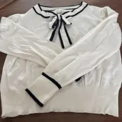 tocco closet 長袖 ボウタイニット ホワイトのサムネイル