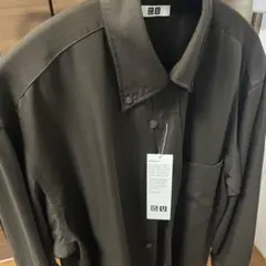 UNIQLO U ドレープ　シャツ　長袖　ダークブラウン　S ユニクロ　ブラウン