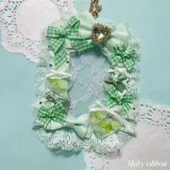 ♡現品限り♡ デコ硬質ケース パステルグリーン 緑 ハートシャカシャカ B8