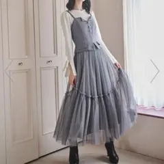 31 sons de mode ツイードビスチェ×チュールジャンスカワンピ