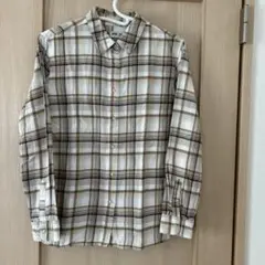 UNIQLO ベージュ チェック 長袖 シャツ M