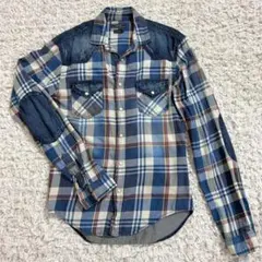 ZARA MAN チェック柄デニムシャツ M USAサイズS