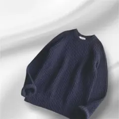 Deuxieme Classe ワッフル ウール　ラグランニット ◆ネイビー