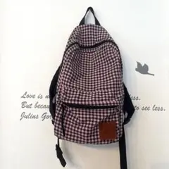 ギンガムチェック柄リュック・バックパック　ピンク　軽量　チェック