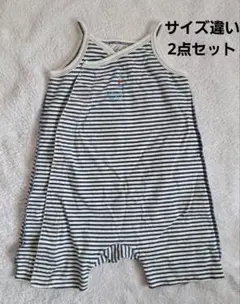 前開き ストライプロンパース 2点セット combimini