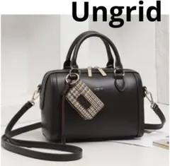 【Ungrid/アングリッド】ケースチャーム付　チェックコンビボストンバッグのサムネイル