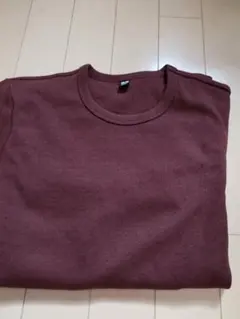 ユニクロ ソフトリブクールネックTee ダークブラウン