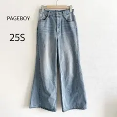 PAGEBOY デニムパンツ ワイド ルーズ ライトブルー 25S 切替ラインのサムネイル