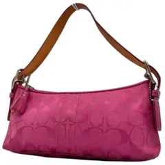 希少　コーチ　アクセサリーポーチ　ワンショルダー　シグネチャー　ピンク　6371 希少 コーチ アクセサリーポーチ ワンショルダー シグネチャー ピンク 6371