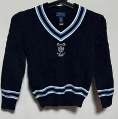 ポロラルフローレン　キッズカレッジロゴケーブル編みセーター サイズ7 新品 本物