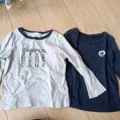 プチバトー　長袖カットソー 2枚セット 110cm グレー ネイビー