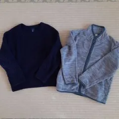 ネイビー ニットセーターとグレー フリースジャケット セット　110cm