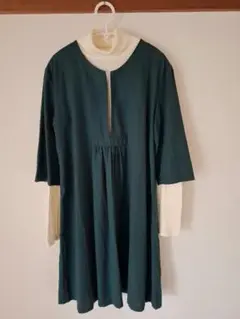 【ハンドメイド】ダークグリーン 五分袖チュニック