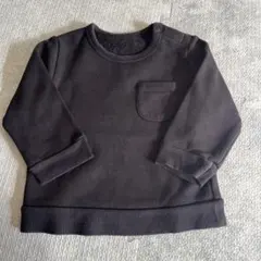 黒い裏起毛トレーナー ポケット付き