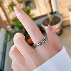 ♥️再々販♥️指輪　メンズ　ユニセックス　シルバー　シンプル　フリー　編み込み