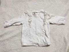 【現状品】西松屋 ホワイトフリル 長袖 Tシャツ 60-70 女の子