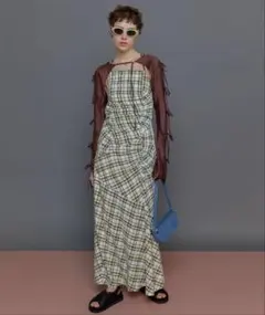 最終価格‼️美品MAISON SPECIAL チェックマキシワンピース　フリー
