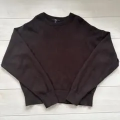 ユニクロ　スムースコットンクルーネックセーター　ダークブラウン　Mサイズ