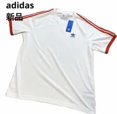 【新品】adidas　リンガーネック　Tシャツ　トレフォイル刺繍　レトロ　L