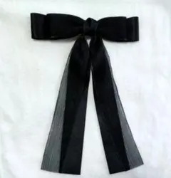 リボンバレッタ 黒 ヘアアクセサリー 髪飾り