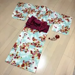 未使用品　撫松庵　浴衣・帯・髪飾りセットのサムネイル