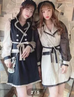 ［美品］スワンキス　ワンピース　サイズF ブラック黒　ビジューボタン