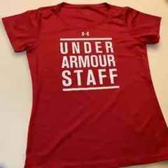 UNDER ARMOUR STAFF レッド Tシャツ LG身幅43着丈66