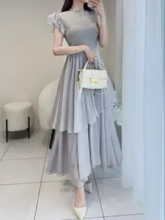 早い者勝ち！GRL アシンメトリーティーアドワンピース[pu38]グレー