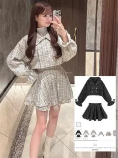 グレイルGRL ツイードジャケット×フリルミニスカートセットアップ[gm835]