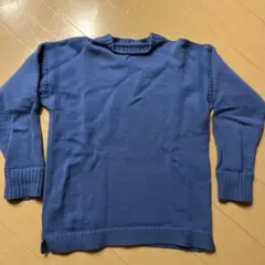 ガンジーセーター　ウール100% 青 セーター