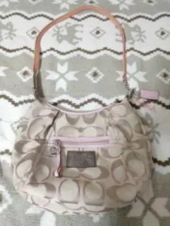 COACH コーチ シグネチャー ショルダーバッグ ハンドバッグ ピンクベージュ