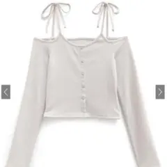 ショルダーリボンオフショルテレコリブトップスdk1263