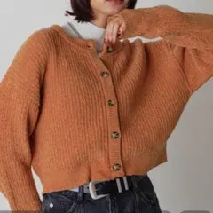 ページボーイ　ベロアモールコンパクトカーディガン　PAGEBOY　アプリコット