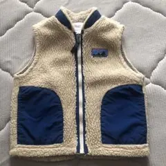 patagonia フリースベスト クリーム色/ネイビー