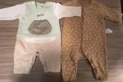 70サイズロンパース　2着　グリーン　ブラウン