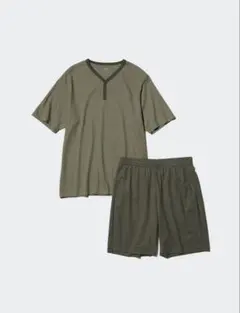 新品未使用　ユニクロ　エアリズムコットンセット半袖　オリーブ　XLサイズ