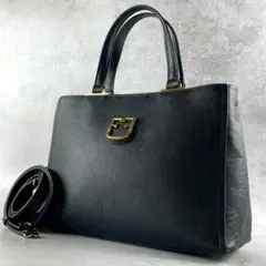 ✨美品✨フルラ　ベルヴェデーレ　トートバッグ　2way　レザー　ブラック