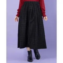 土日限定★earth music&ecology タックギャザー チェックBK