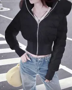 ショート丈ダウンジャケット ファー付き