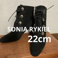 SONIA RYKIEL ビジュー付スエードレースアップブーツ　22cm 美品⑤