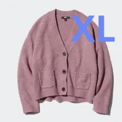 UNIQLO スフレヤーンVネックショートカーディガン XL ピンク　ユニクロ
