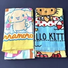 しまむら サンリオ フェイスタオル 日焼け キティ シナモロール 各１枚の2枚組