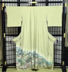 【未使用】本加賀友禅 色留袖　谷崎善治　落款あり　「郷愁の里」　五つ紋　重ね衿付のサムネイル