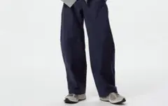 ジャージーバレルレッグパンツ　ネイビー