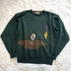 ヴィンテージ　犬　ゴルフ　ウール　ニット　メンズ　M グリーン